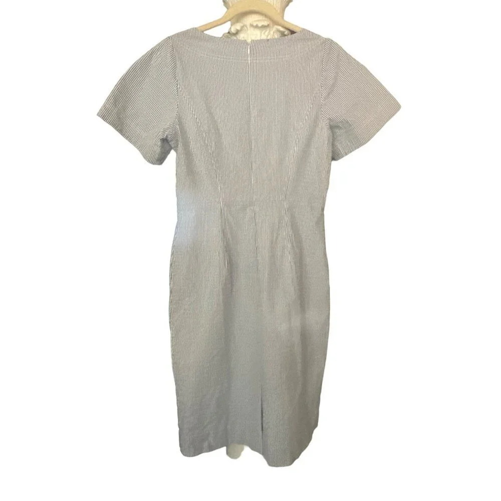 J. Crew Blue White Ticking Striped Short Sleeve Sheath Dress‎ Size 6